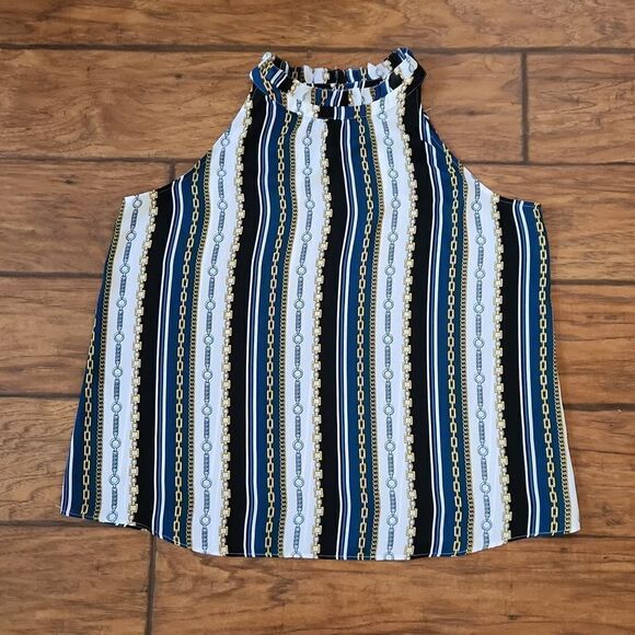 Apt 9 women's large lightweight sleeveless blouse white with chain patte… - Picture 1 of 6